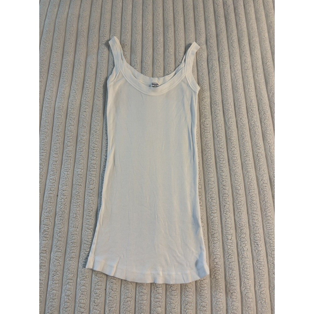 Splendid Ribbed Tank Top Crewneck Womens small white layering fall work basic